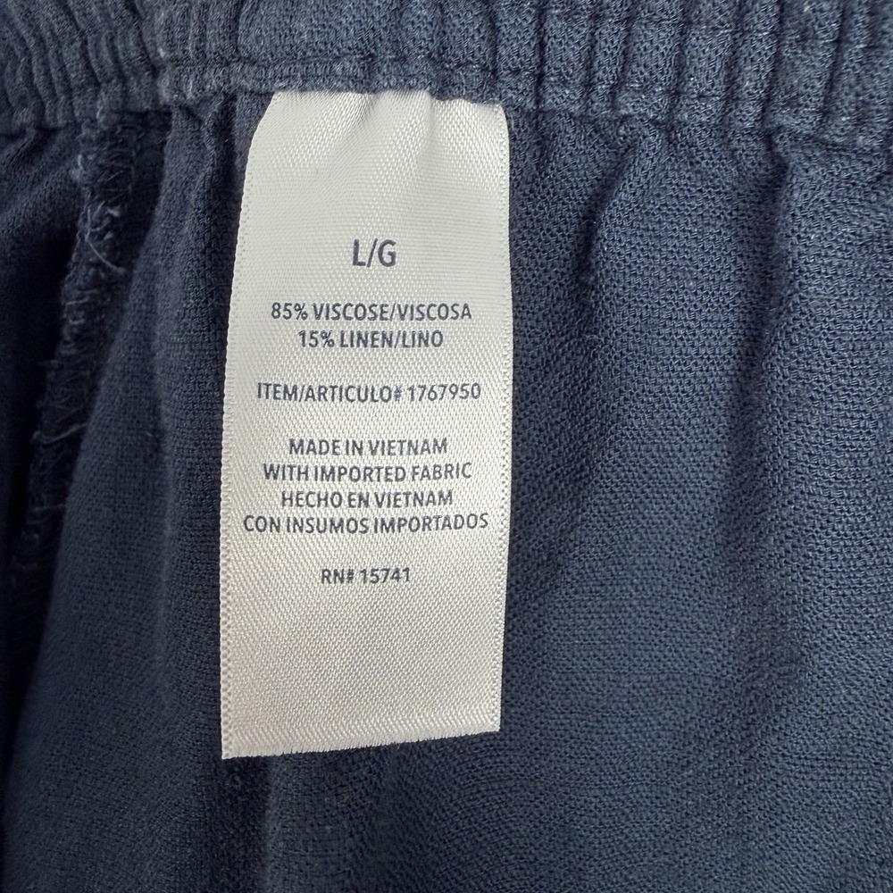 Splendid Angie Crop Wide Leg Linen Blend Pants Navy Drawstring Large - Picture 13 of 14